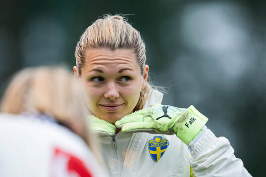 Goalkeeper Jennifer Falk of the Swedish women's national