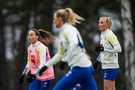 Kosovare Asllani and Stina Blackstenius of the Swedish