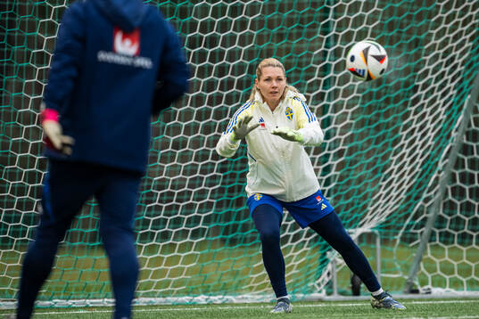 Goalkeeper Jennifer Falk of the Swedish women's national