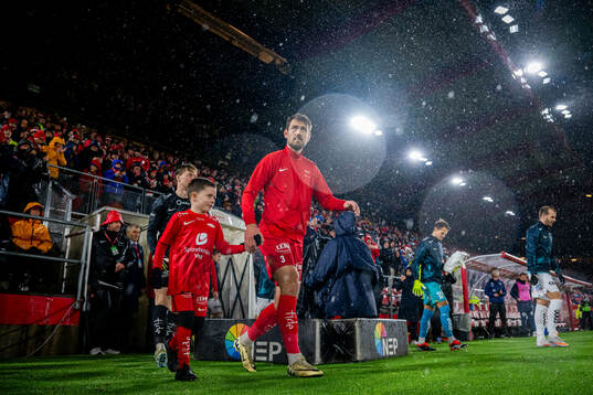 Fredrik Pallesen Knudsen of Brann enters the pitch