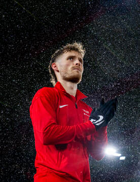 Ole Didrik Blomberg of Brann enters the pitch