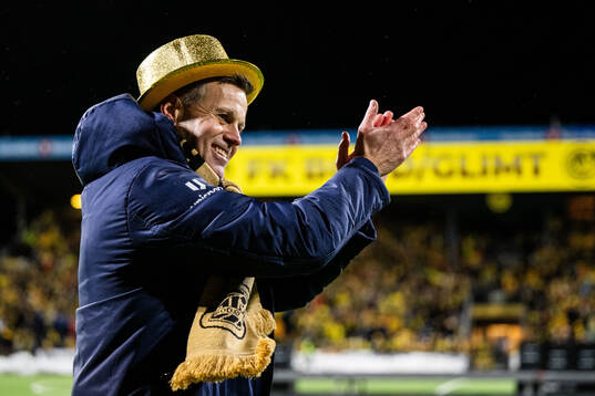 Kjetil Knutsen, head coach of Bodø/Glimt, celebrates