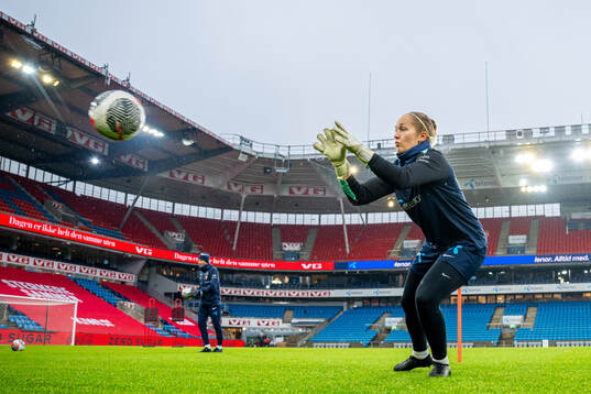 Goalkeeper Aurora Mikalsen of the Norwegian women's