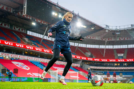 Goalkeeper Selma Panengstuen of the Norwegian women's