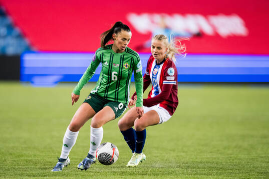 Laura Rafferty of Northern Ireland and Emilie Woldvik of