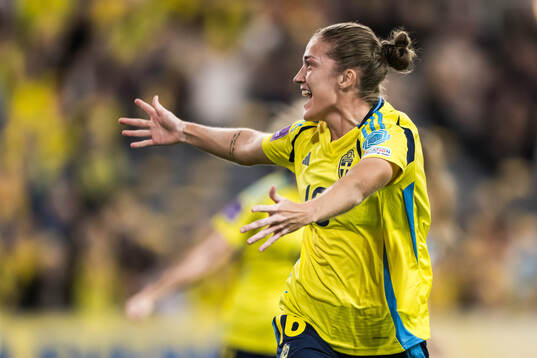 Filippa Angeldahl of Sweden celebrates scoring the 1-0 goal