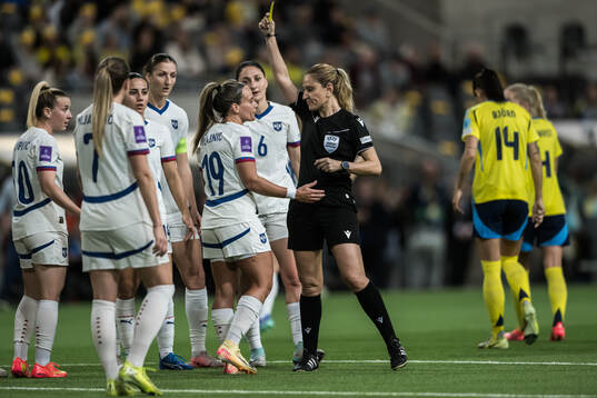 Tyla Jay Vlajnic of Serbia and Referee Eleni Antoniou