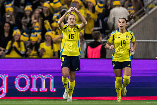 Filippa Angeldahl of Sweden celebrates scoring the 1-0 goal
