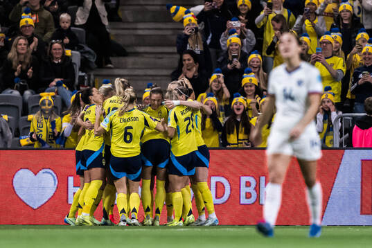 Filippa Angeldahl of Sweden celebrating the 1-0 goal