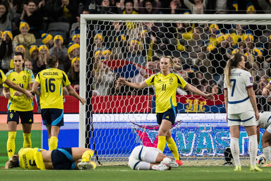 Stina Blackstenius of Sweden celebrating the 3-0 goal