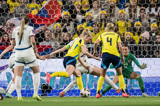 Stina Blackstenius of Sweden scores the 3-0 goal against