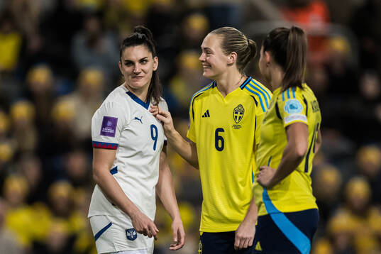 Jovana Damnjanovic of Serbia and Magdalena Eriksson of