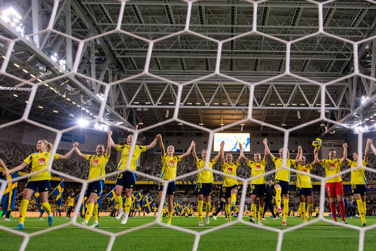 Players of Sweden celebrate