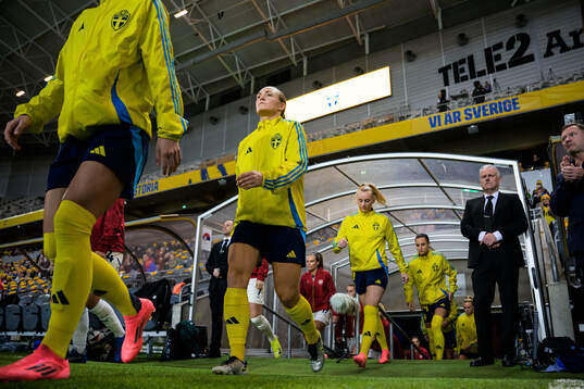 Magdalena Eriksson of Sweden enters the pitch for the UEFA