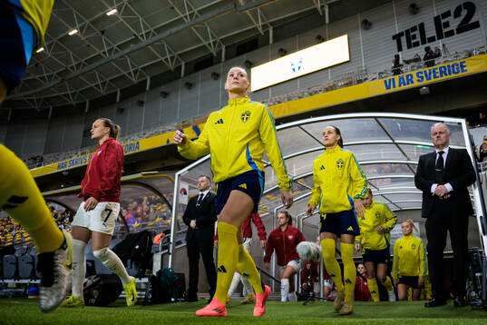 Stina Blackstenius of Sweden enters the pitch for the UEFA