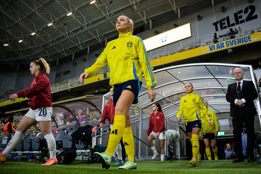 Fridolina Rolfö of Sweden enters the pitch for the UEFA