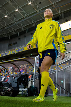 Hanna Bennison of Sweden enters the pitch for the UEFA