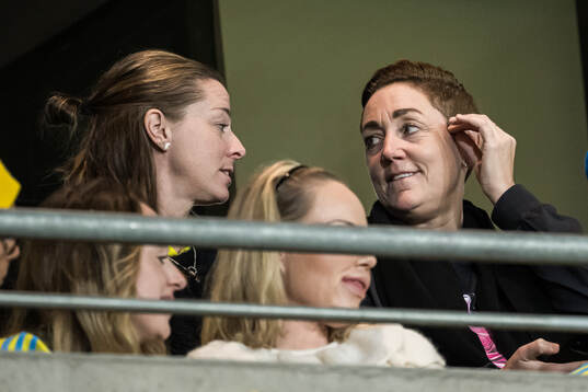 Lotta Schelin and Therese Sjögran in the stands