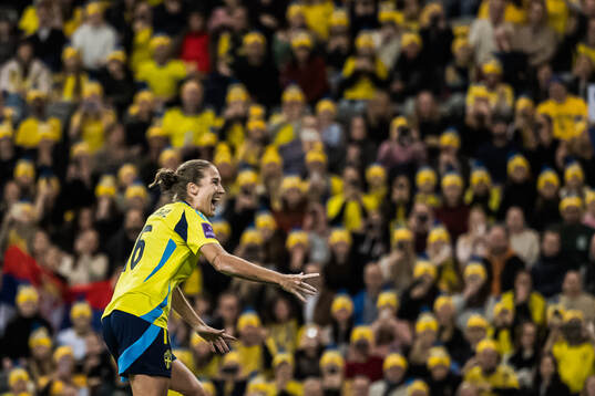 Filippa Angeldahl of Sweden celebrates