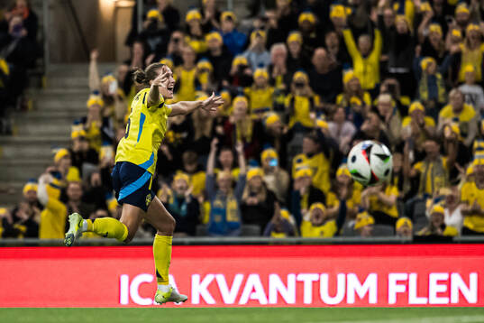 Filippa Angeldahl of Sweden celebrating the 1-0 goal