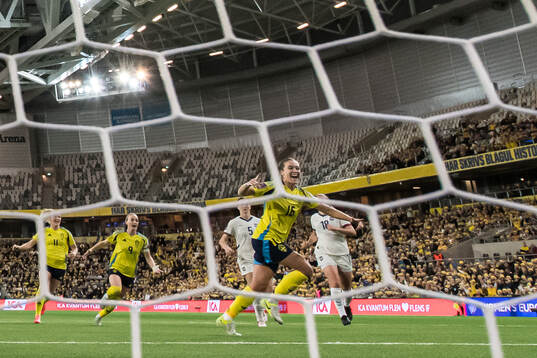 Filippa Angeldahl of Sweden celebrating the 1-0 goal