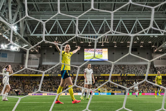 Stina Blackstenius of Sweden celebrating the 2-0 goal