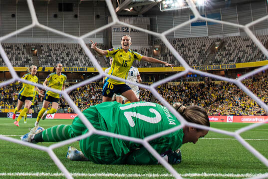 Filippa Angeldahl of Sweden celebrates