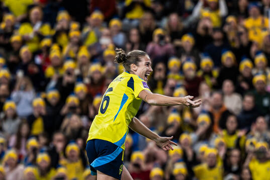 Filippa Angeldahl of Sweden celebrates the 1-0 goal