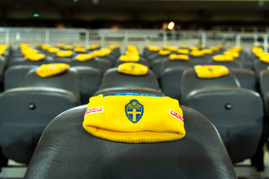 Hats of Sweden in the stands
