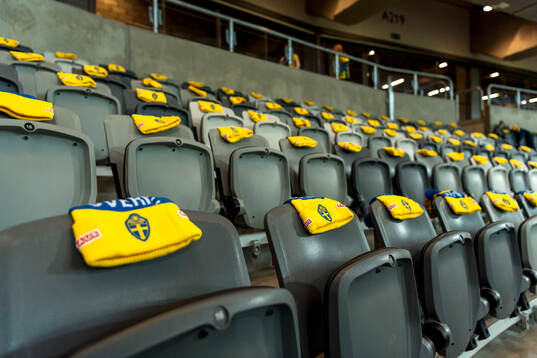 Hats of Sweden in the stands