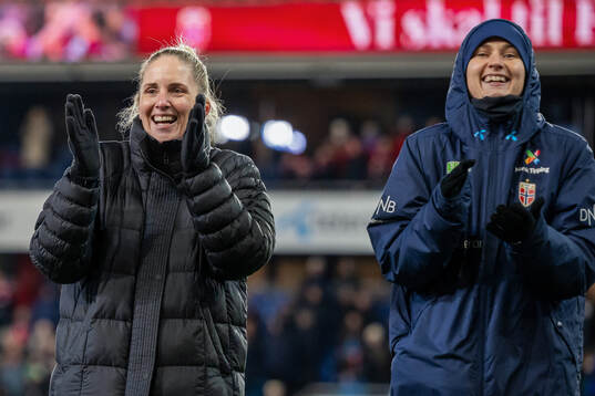 Head coach Gemma Grainger and Caroline Graham Hansen of