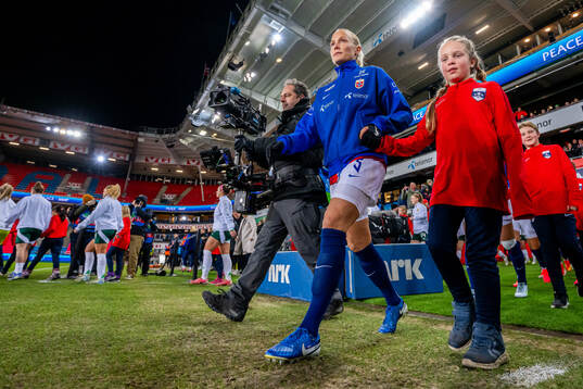 Guro Bergsvand of Norway enters the pitch