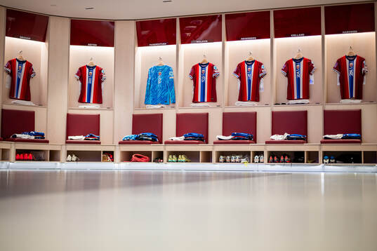 Home kits of Norway in the dressing room
