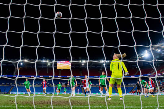 Synne Sofie Kinden Jensen of Norway scores the 3-0 goal