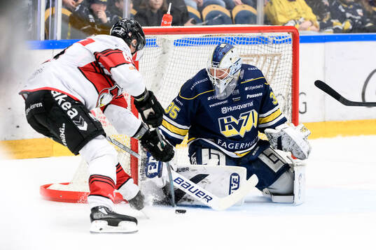 Malmö Redhawks Fredrik Händemark och HV71s målvakt Olof