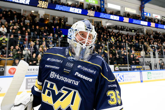 HV71s målvakt Olof Glifford jublar