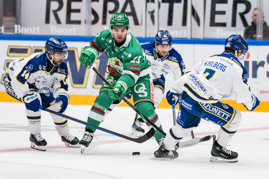 Leksands Oskar Lang och Rögles Josh Dickinson