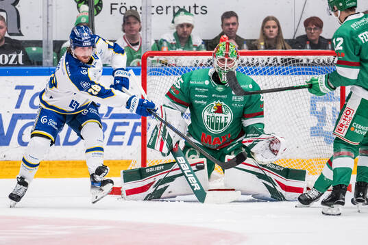 Leksands Justin Glenn Kloos och Rögles målvakt