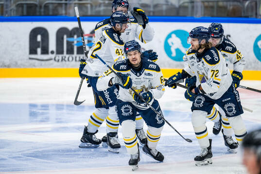 Södertäljes Miikka Pitkänen jublar