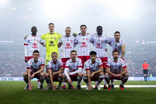 Players of Fredrikstad poses for a team group photo