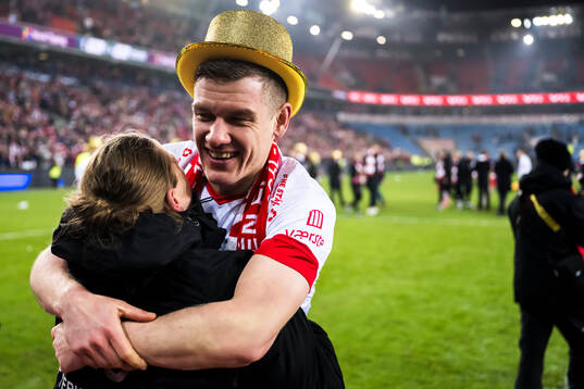 Joannes Bjartalid of Fredrikstad celebrates