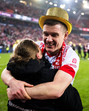 Joannes Bjartalid of Fredrikstad celebrates