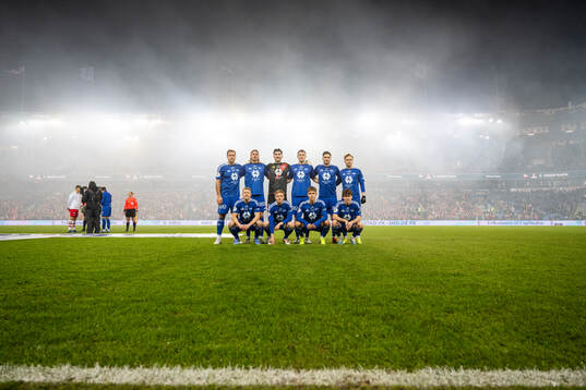 Players of Molde pose for a team photo