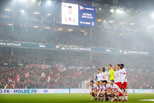 Players of Fredrikstad pose for a team photo