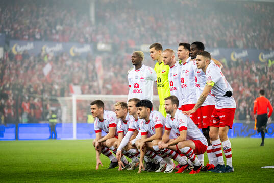 Players of Fredrikstad pose for a team photo