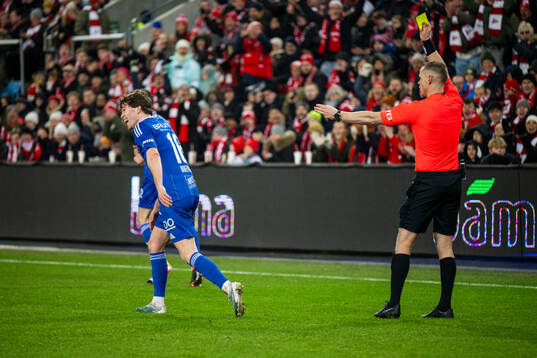 Emil Breivik is shown a yellow card