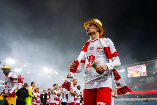 Jeppe Kjær Jensen of Fredrikstad celebrates