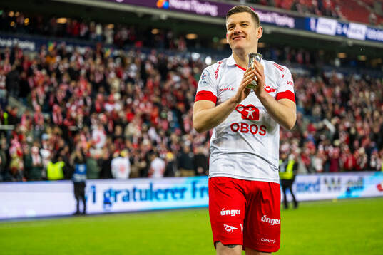 Joannes Bjartalid of Fredrikstad celebrates