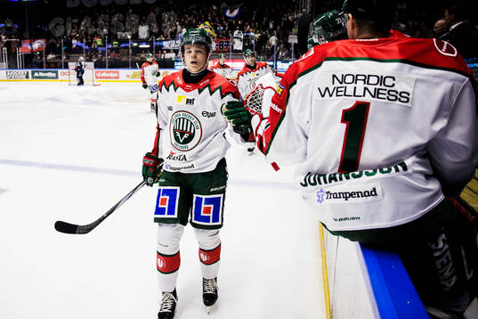 Frölundas Noah Dower Nilsson jublar