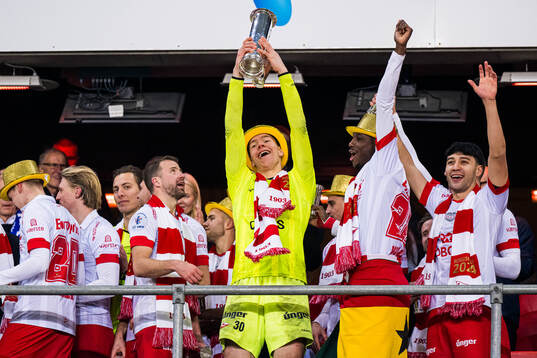 Jonathan Frost Fischer of Fredrikstad celebrates with the